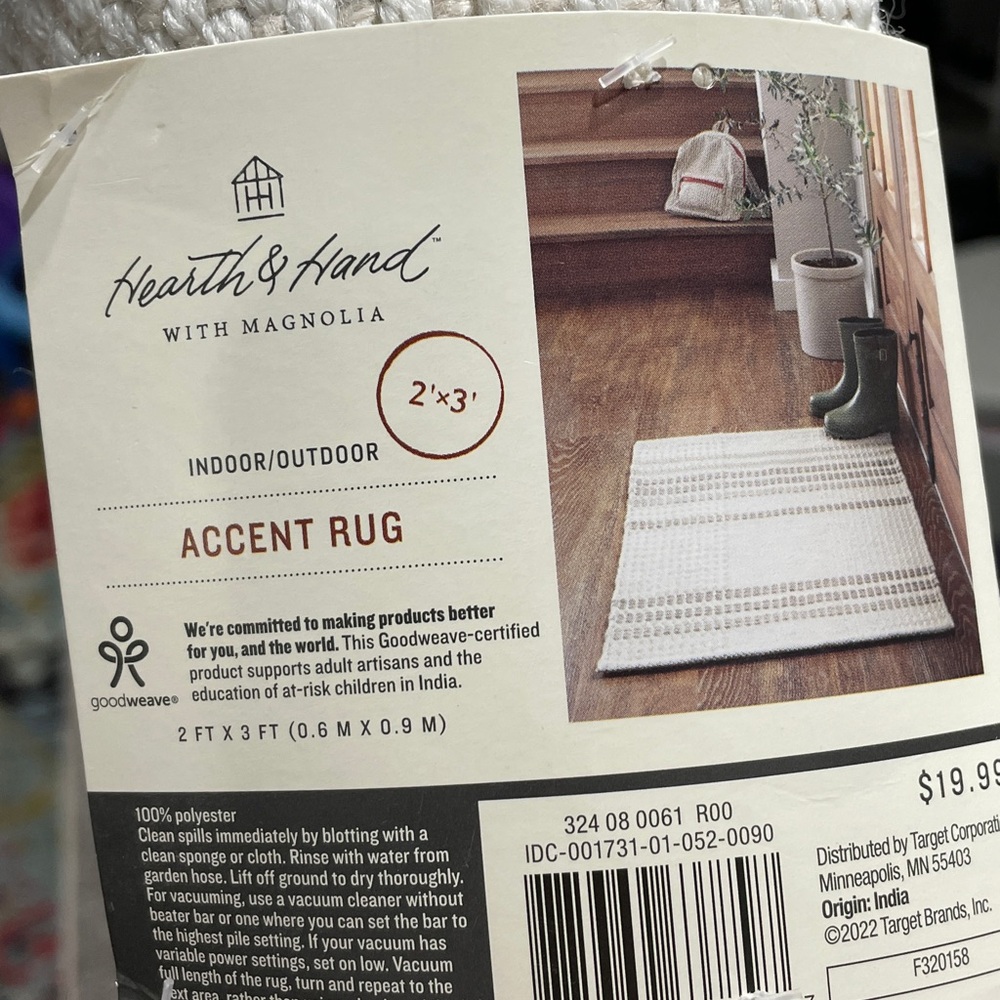NEW Magnolia Textured Stripe Accent Rug Sour Cream 2’x3’